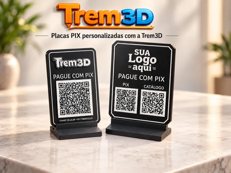Placa PIX 3D Personalizada com Sua Marca